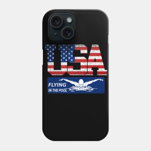 Vintage Flying In Pool USA Flag Swimming World Record 2021 Phone Case