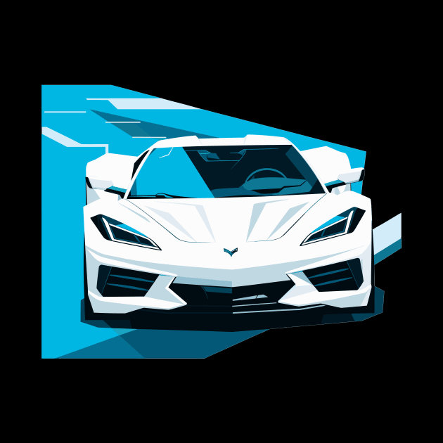 C8 Corvette Racing White sportscar retro design vintage style supercar Classic car vibes with a white C8 Corvette Retro flair for C8 Corvette enthusiasts by Tees 4 Thee