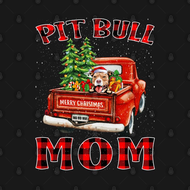 Christmas Pit Bull Mom Santa Hat Truck Tree Plaid Dog Mom Christmas by intelus
