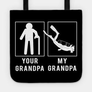 diving your grandpa my grandpa tee for your grandson granddaughter Tote