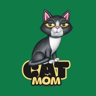 Tuxedo Black & White Cat Mom T-Shirt