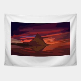 Kirkjufell Mountain Sunset Painting Tapestry