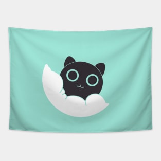 Black Kitty Mint Version Tapestry