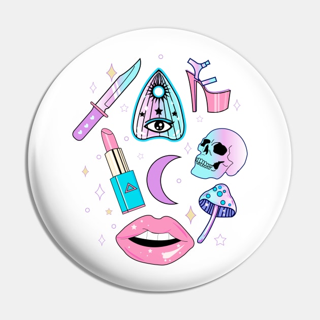 Witchy Pastel Goth Pin by LunaElizabeth