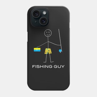 Funny Fishing Guy Illustrated Stick Man Fisherman Phone Case