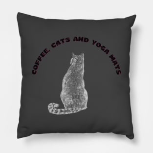 Coffee cats and yoga mats funny yoga and cat drawing Pillow