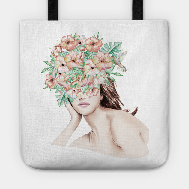 Flowers In Her Hair Painting Tote Teepublic