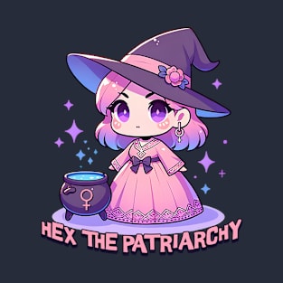 Hex The Patriarchy Cute& Kawaii Feminist Witch T-Shirt