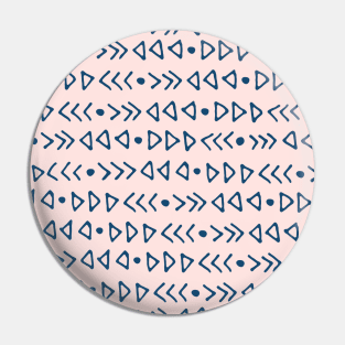 Light Pink Navy Blue Graphic Triangles Arrows Pattern Pin