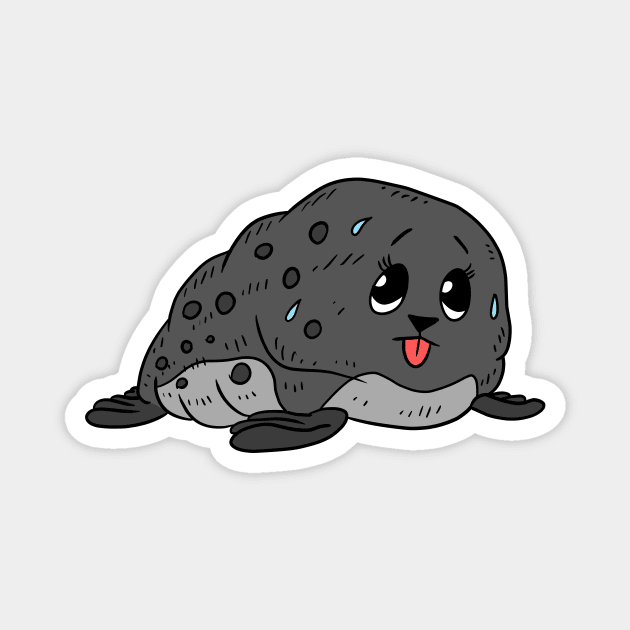 a cute kawaii and sweaty fat seal. ocean animal. Magnet by JJadx