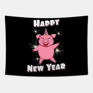 Happy New Year Eve Lucky Pig Cute Piggy Tapestry