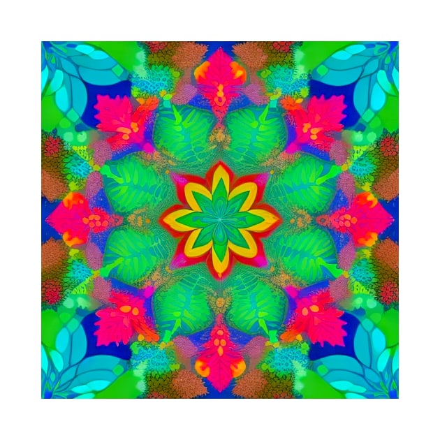 Tropical Leaves Mandala by likbatonboot