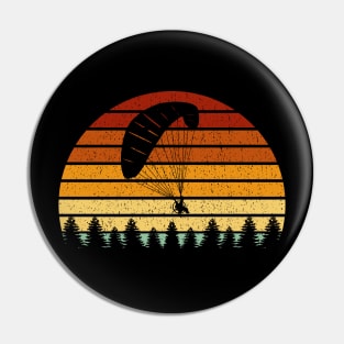 Vintage Sunset Paragliding Gift For Paragliders Pin