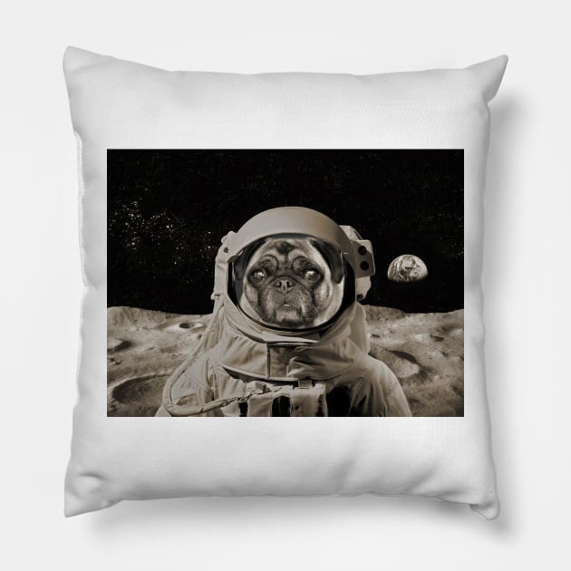 The Astronaut Pug Pillow by candiscamera