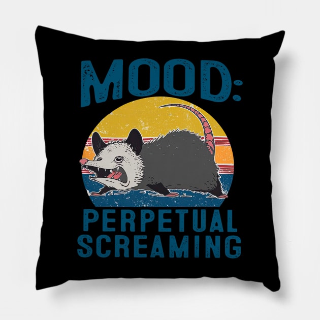 Funny Opossum Mood Perpetual Screaming Possum Panic Pillow by everetto