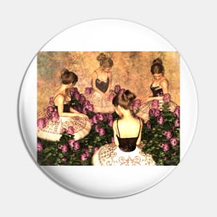 Four ballerinas taking a break among flowers zen, yoga, buddhism Pin