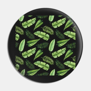 Watercolor Exotic Bright Green Leaves Pin