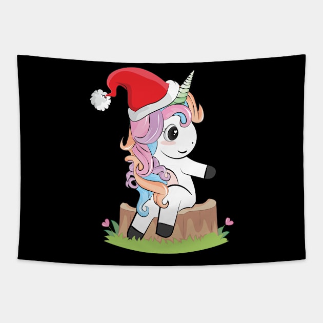 Christmas Present Unicorn X-MAS Christmas Tapestry by Little Treasures