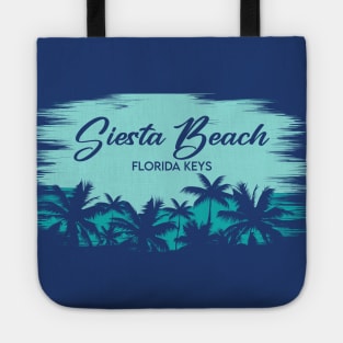 Siesta Beach Siesta Key Florida Retro Beach Landscape with Palm Trees Tote