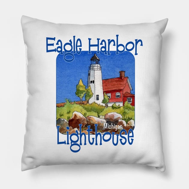 Eagle Harbor Lighthouse, Michigan Pillow by MMcBuck