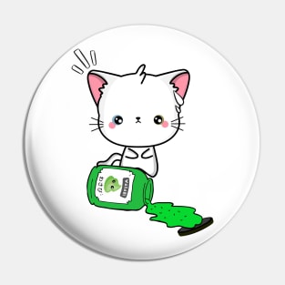 Cute Angora Cat Spilled Wasabi sauce Pin