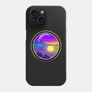 Sun under water and moon astral retro colorfull sticker Phone Case