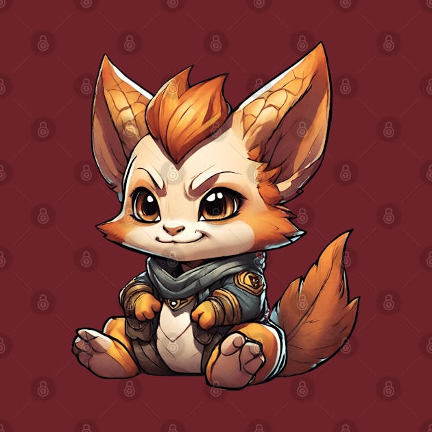 a cute sitting baby fox by dodolanlaku