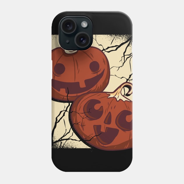 Two happy pumpkins in a thunderstorm Phone Case by rueckemashirt