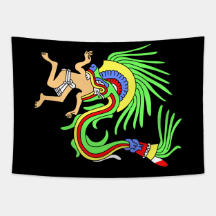 Quetzalcoatl, Aztec god devouring a man Tapestry