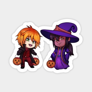 Halloween Witch and Vampire Chibi Magnet