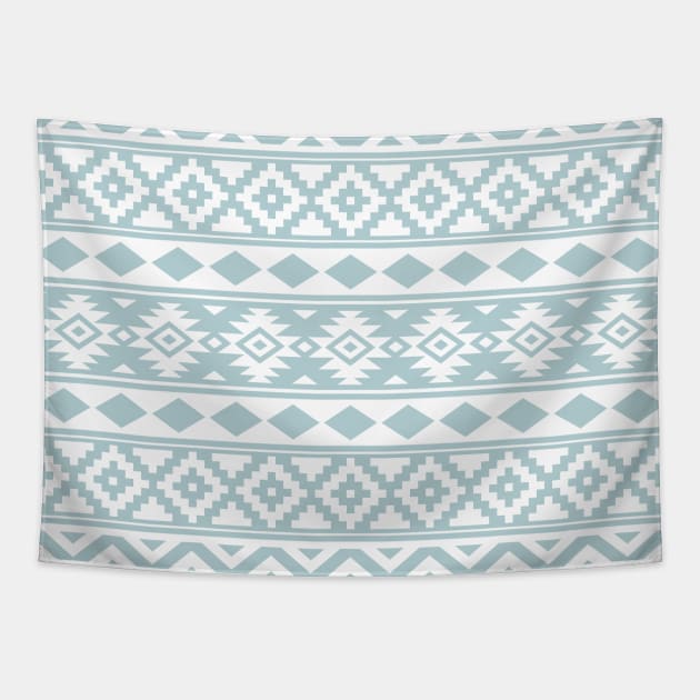 Aztec Essence Duck Egg Blue & White Pattern Tapestry by NataliePaskell