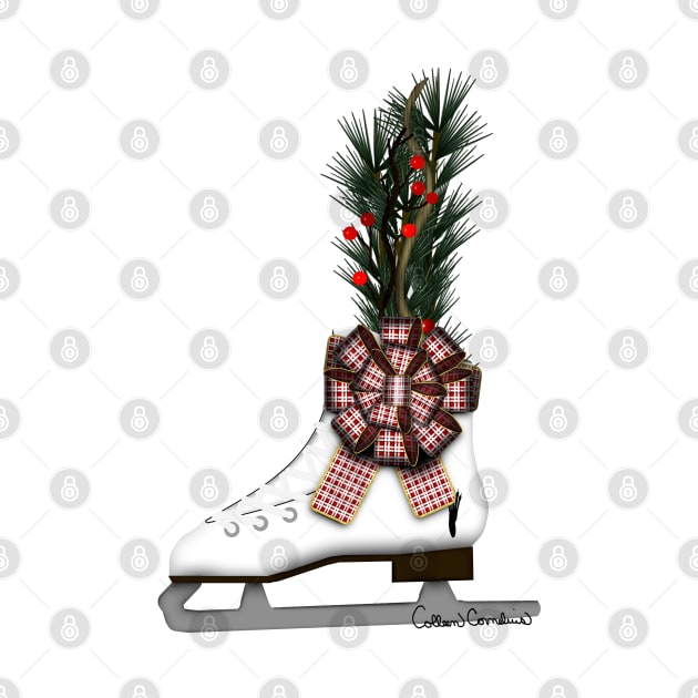 Ice Skate Christmas Decoration with Tartan Bow by ButterflyInTheAttic