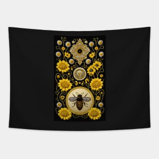 Royal Honey Bee With Flowers Tapestry