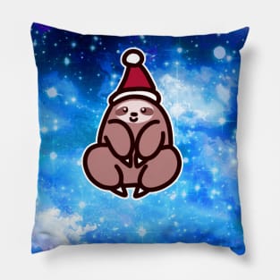 Night Sky Santa Hat Sloth Pillow