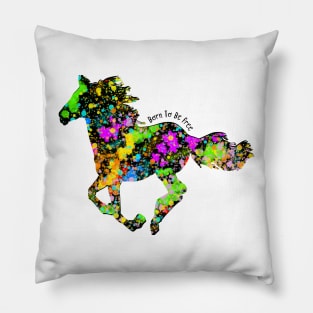 Horse in the Wild Born to Be Free. Pillow