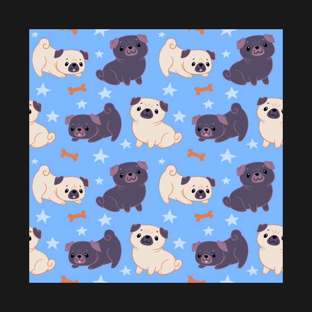 Blue Pug Pattern by esturgeo