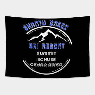 Shanty Creek Resort  Michigan USA. White text. Gift Ideas For The Ski Enthusiast. Tapestry