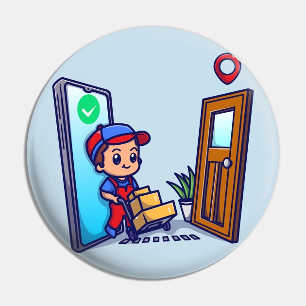 Cute Courier Delivery Package Cartoon Pin by Catalyst Labs