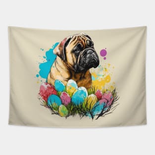 Bullmastiff Floral Easter Egg Watercolor Splatter Painting Dog Lover Pet Owner  Art Tapestry