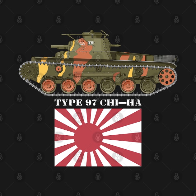 Type 97 Chi-Ha Japanese WW2 Tank Japanese WWII Flag Gift by Battlefields