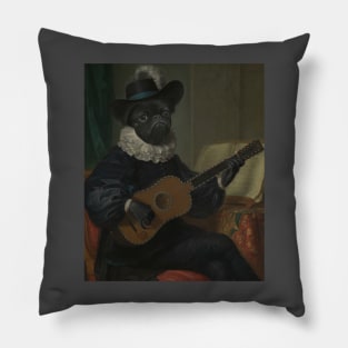 Oil Painting Musician Dog Portrait Pillow