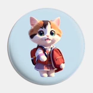 Kitten's first day of school Pin