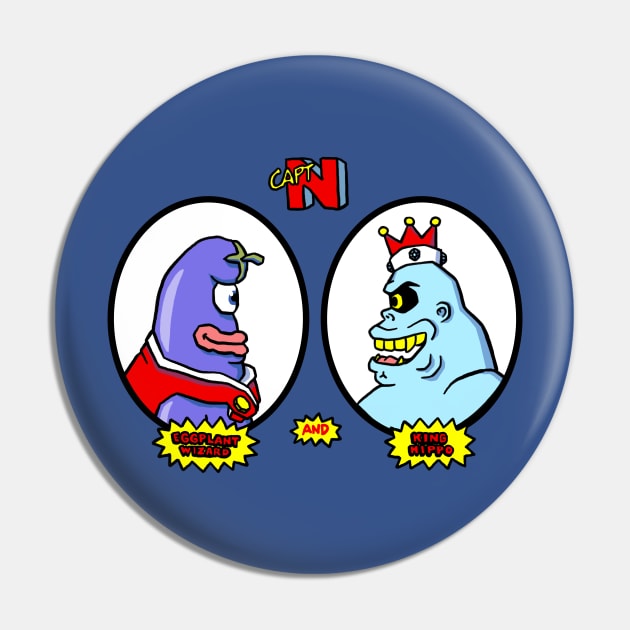 Eggplant Wizard and King Hippo Pin by JangoSnow