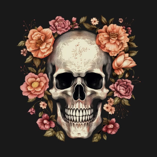 Skull with flowers by Merchgard