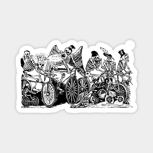 Calavera Cyclists | Day of the Dead | Dia de los Muertos | Skulls and Skeletons | Vintage Skeletons | Black and White | Magnet by Eclectic At Heart