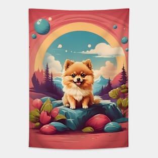 Pomeranian in a Fantasy Landscape Tapestry