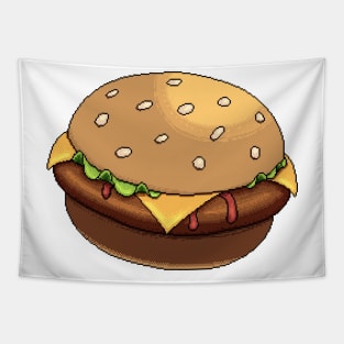 Retro Pixel Art Burger Tapestry