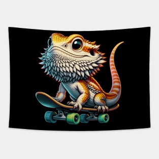 Bearded Dragon Skateboarding Tapestry