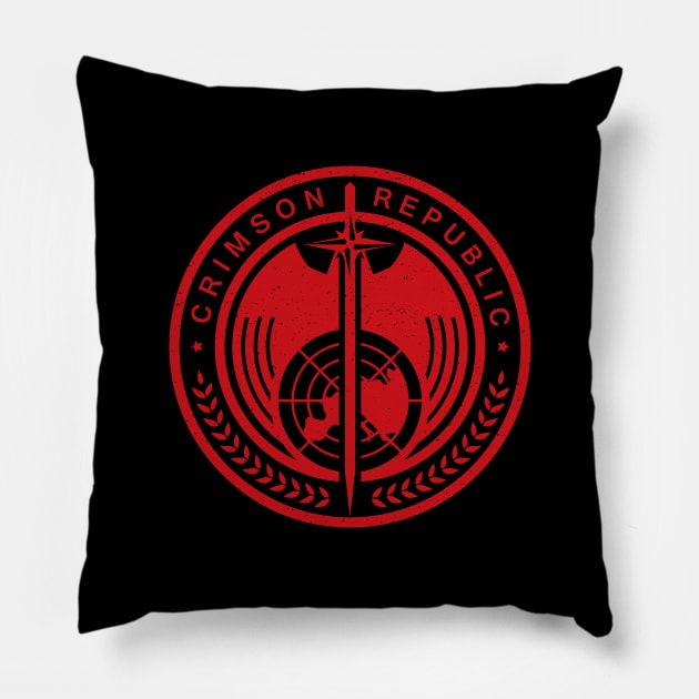 Crimson Republic Patch Pillow by BadCatDesigns