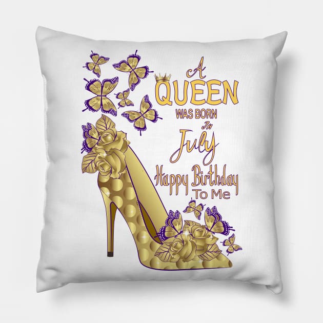 A Queen Was Born In July Pillow by Designoholic